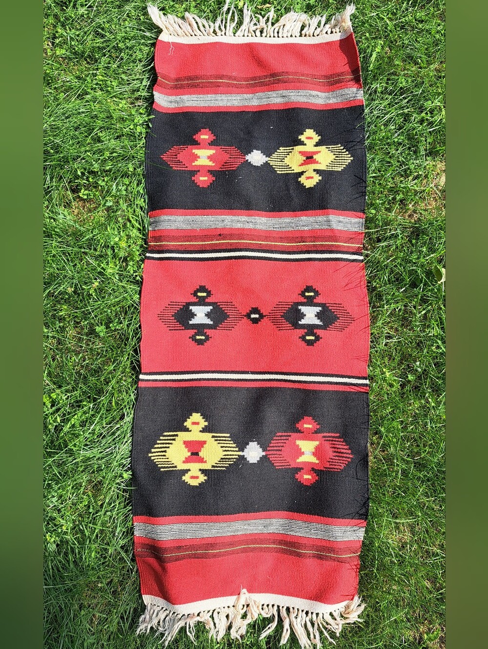 Southwestern Red & Black Woven Runner Rug